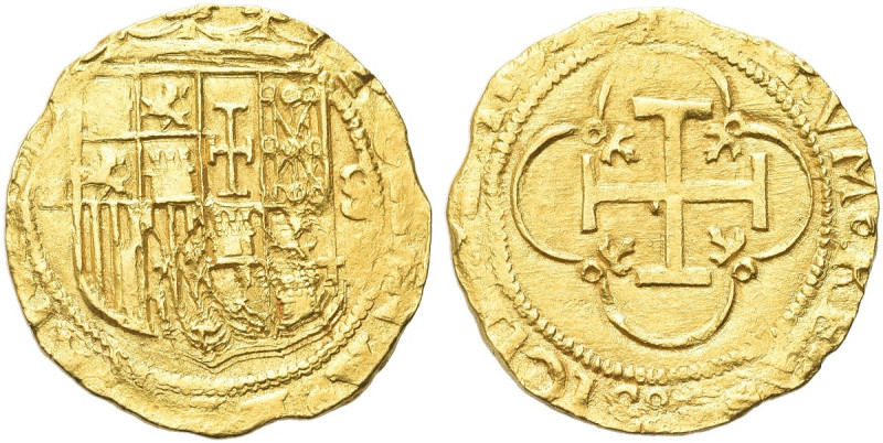 SPAGNA. Giovanna la Pazza con il figlio Carlo, 1516-1519 
Ducato zecca di Sivig...