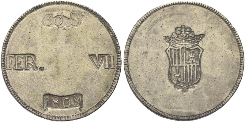 SPAGNA. Ferdinando VII di Spagna, 1808-1833 
Maiorca. 30 Soldi 1808. Ag gr. 26,...