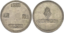 SPAGNA. Ferdinando VII di Spagna, 1808-1833 
Maiorca. 30 Soldi 1821. Ag gr. 26,81 Dr. 1821 / FRo - VII / 30 SOUS. Legenda disposta su tre righe impre...