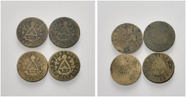 LOTTI MULTIPLI. XVIII-XX secolo 
Lotto di n. 4 esemplari del 2 Soldi della Repubblica Piemontese.
Mediamente MB