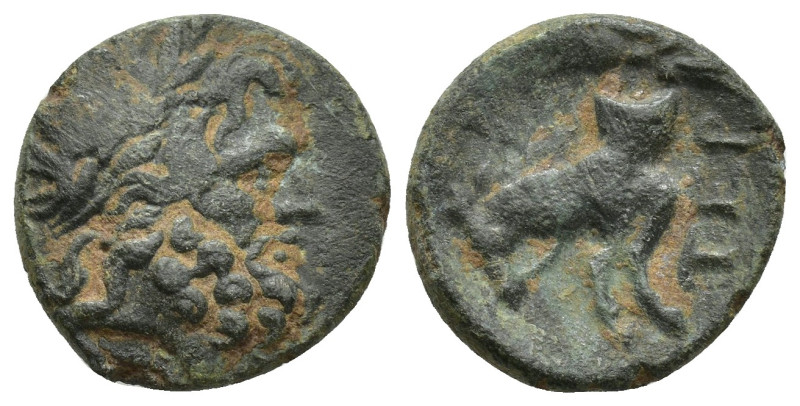 Pisidia. Termessos circa 100 BC. Bronze Æ (16mm, 4 g). Laureate head of Zeus rig...