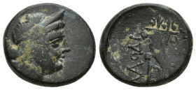 PHRYGIA, Laodikeia (Circa After 133 BC.) Ae Bronze (18mm, 7 g) Laureate head of Laodice or Aphrodite right, wearing stephane / LAODIKEWN, double cornu...