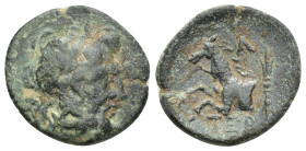 PISIDIA, Termessos. 1st century BC. Æ (18mm, 4 g). Laureate head of Zeus right / Forepart of horse left; thunderbolt behind.