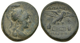 PHRYGIA, Apameia. Circa 100-50 BC. Æ (23mm, 8.7 g). Andronikos and Alkion, magistrates. Draped bust of Athena right, wearing Corinthian style helmet w...