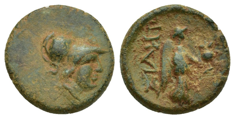 PAMPHYLIA, Side. Circa 1st Century BC. Æ (15mm, 2.9 g) Head of Athena right, wea...