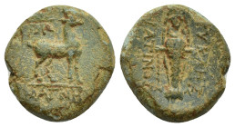IONIA. Magnesia ad Maeandrum. Ae (16mm, 3.7 g) (2nd-1st centuries BC). Eukles, son of Kratinos, magistrate. Obv: ΜΑΓΝHT. Stag standing right; star abo...