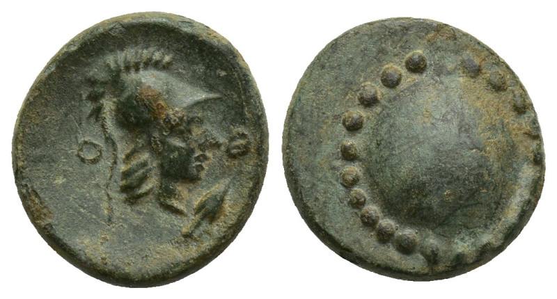 Pamphylia, Aspendos, 400-200 BC. (13mm, 2.9 g) Helmeted head of Athena right, O-...