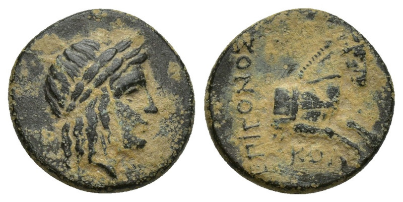 KOLOPHON. Ionia. Ca.330-280 B.C. AE (14mm, 2.5 g). Laureate head of Apollo r. Rv...