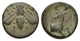 Ionia. Ephesos 390-380 BC. Bronze Æ (12mm, 1,8 g). Bee / Forepart of a stag right, head left.