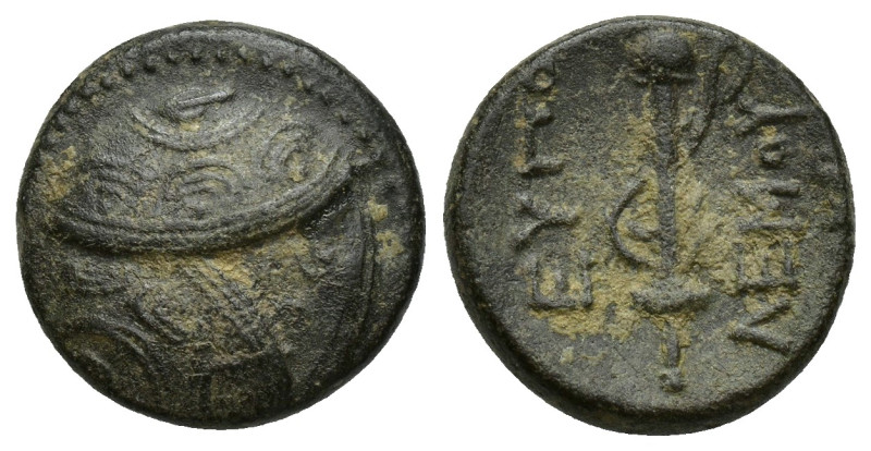 CARIA, Mylasa. Eupolemos. Circa 295-280 BC. Æ (16mm, 4.2 g). Three overlapping M...