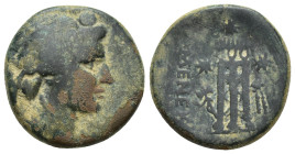 PHRYGIA, Eumeneia AE, ca 133-30 BC (21mm, 8.3 g) Menekrates, son of Askl-, magistrate. Obv: Wreathed head of Dionysos right. Rev: EYMENEΩN / MENE / Tr...