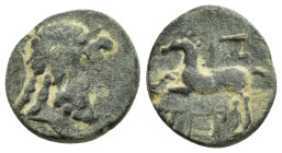Pisidia. Termessos 71-36 BC. Bronze Æ (17mm, 3.9 g). Laureate head of Zeus / Horse prancing left, Z.