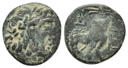 Pisidia. Termessos circa 100 BC. Bronze Æ (17mm, 3,6 g). Laureate head of Zeus right / Forepart of horse left, thunderbolt behind.