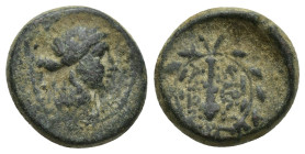 Lydia, Sardes Æ (15mm, 4 g). Circa 133 BC - AD 1. Laureate head of Apollo to right / Club; ΣΑΡΔΙΑΝΩΝ across fields, monogram below; all within laurel ...