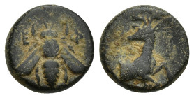 Ionia. Ephesos 390-380 BC. Bronze Æ (12mm, 1,9 g). Bee / Forepart of a stag right, head left.