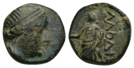 Phrygia, Laodicea, 2nd-1st century BC. Æ (14mm, 4.4 g). Head of Aphrodite r. wearing stephane. R/ Aphrodite standing l., holding dove; rose to l.