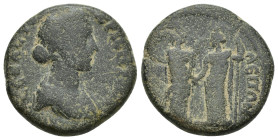 PHRYGIA, Hadrianopolis-Sebaste. Crispina. Augusta, AD 178-182. Æ (22mm, 11.1 g). Draped bust right ΚΡΙϹΠƐΙΝΑ ϹƐΒΑϹΤΗ / ΑΔΡΙΑΝΟΠΟΛΕΙΤΩΝ Two Tyches, eac...