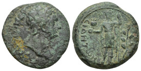 PAMPHYLIA, Side. Domitian. AD 81-96. Æ (24mm, 9.6 g) Obverse: ΔΟΜΙΤΙΑΝΟϹ ΚΑΙϹΑΡ (ΓƐΡΜΑΝΙΚΟϹ); laureate head of Domitian, r. / Reverse: ϹΙΔΗΤWΝ; Apollo...