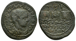 BITHYNIA. Nicomedia. Gallienus (253-268). Ae. (23mm, 7.7 g) Obv: ΠO ΛI ЄΓN ΓAΛΛHNOC AVΓ. Radiate, draped and cuirassed bust right. Rev: NIKOMHΔЄΩN TPI...