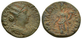 CILICIA, Carallia. Crispina. Augusta, AD 178-182. Æ (22mm, 9.8 g). Bareheaded and draped bust right / Tyche standing left, holding rudder and cornucop...