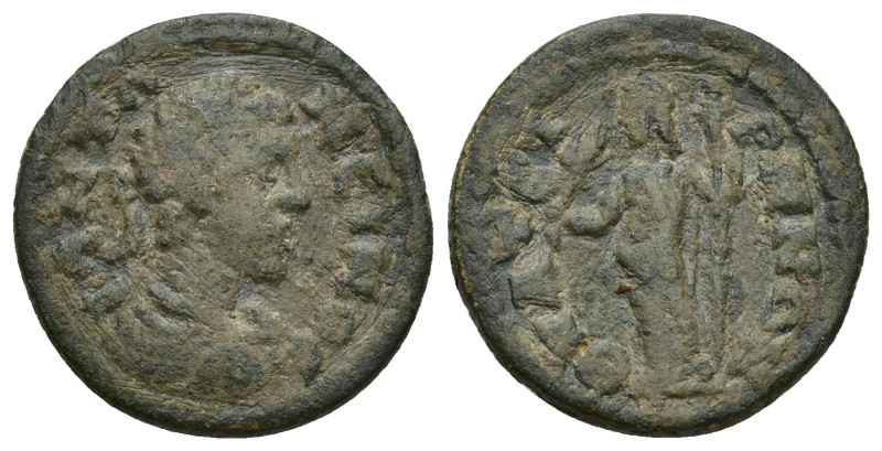 LYDIA. Thyateira. Elagabalus (218-222). Ae. (20mm, 4 g) Obverse: ΑΝΤΩΝƐΙΝΟϹ; lau...