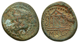 PISIDIA. Tityassus. Pseudo-autonomous (2nd century). AE (17mm, 5 g) TITYACC - Forepart of boar right. Rev: MHTPOC - Tetrastyle temple, with cross-hatc...