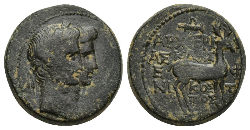 IONIA. Ephesos. Augustus, with Livia (27 BC-AD 14). Ae. (19mm, 7 g) Archiereus A...