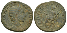 Julia Mamaea. Sestertius; Julia Mamaea; Rome, c. 229 AD, Sestertius, (28mm, 16.5 g) Obv: IVLIA MAMA - EA AVGVSTA Bust draped r. wearing stephane. Rx: ...