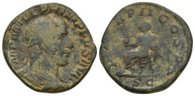 Philip I (244-249), Sestertius, Rome, AD 245 ; (28m, 19.5 g) ; IMP M IVL PHILIPPVS AVG, laureate, draped and cuirassed bust r., Rv. P M TR P II COS P ...