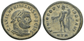 GALERIUS MAXIMIANUS (Caesar, 293-305). Follis. (26mm, 8.6 g) Heraclea. Obv: GAL VAL MAXIMIANVS NOB CAES. Laureate head right. Rev: GENIO POPVLI ROMANI...