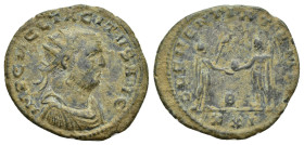 TACITUS. 275-276 AD. Antoninianus (21mm, 3.2 g). Antioch mint, 2nd officina. 3rd emission, January-June 276. IMP C M CL TACITVS AVG, radiate, draped, ...