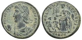 Constantius II, 337-361. Follis (Bronze, 22mm, 4.6 g), Constantinople, 348-351. D N CONSTANTIVS P F AVG Pearl-diademed, draped and cuirassed bust of C...