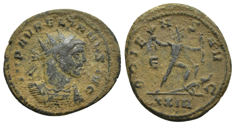 Aurelian Æ Antoninianus. (23mm, 4 g) Rome, AD 270-275. IMP AVRELIANVS AVG, radia...