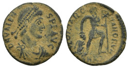 Valens (364-378), AE (17mm, 2.2 g) follis Cyzicus, AD 367-375 DN VALENS PF AVG pearl diademed, draped, cuirassed bust right. RevŁ GLORIA ROMANORVM emp...
