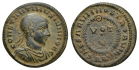 Constantine II. As Caesar, A.D. 317-337. AE (17mm, 2.7 g). Aquilea mint, Struck A.D. 322. CONSTANTINVS IVN NOB C, laureate, draped and cuirasseed bust...