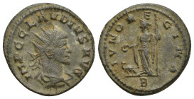 CLAUDIUS II GOTHICUS (268-270). Antoninianus. (20mm, 4 g) Antioch. Obv: IMP C CLAVDIVS AVG. Radiate, draped and cuirassed bust right. Rev: IVNO REGINA...