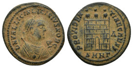 Licinius II. Caesar, A.D. 317-324. AE (18mm, 3 g). Heraclea mint, struck A.D. 318-320. D N VAL LICIN LICINIVS NOB C, laureate bust right wearing imper...