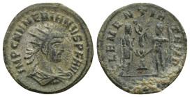 Numerian, 283-284 AD, AE Antoninianus, (20mm, 3.9 g) Cyzicus IMP C NVMERIANVS P F AVG, radiate and draped bust right. Rev: CLEMENTIA TEMP, Numerian st...