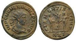 Numerian, 283-284 AD, AE (21mm, 4.7 g) Antoninianus, Cyzicus IMP C NVMERIANVS P F AVG, radiate and draped bust right. Rev: CLEMENTIA TEMP, Numerian st...