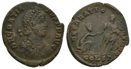 Gratian, 367-383. Follis (Bronze, 24mm, 5.5 g), Constantinopolis, 378-383. D N GRATIANVS P F AVG Pearl-diademed, draped and cuirassed bust of Gratian ...