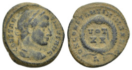 Constantine I 'the Great' BI Nummus. (18mm, 3.4 g) Rome, AD 321. CONSTANTINVS AVG, laureate head to right / D N CONSTANTINI MAX AVG, VOT XX in two lin...
