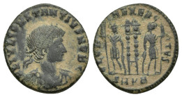 Constantius II, as Caesar, BI Nummus. (17mm, 2.4 g) Cyzicus, AD 330-333. FL IVL CONSTANTIVS NOB C, laureate, draped and cuirassed bust to right / GLOR...