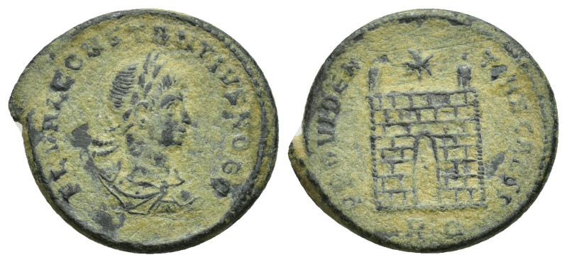 Constantius II (18mm, 3.5 g); Obv: CONSTANTINVS IVN NOB C, laureate and cuirasse...
