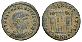 Constantius II, as Caesar, BI Nummus. (17mm, 2.4 g) Cyzicus, AD 331-334. FL IVL CONSTANTIVS NOB C, laureate, draped and cuirassed bust to right / GLOR...