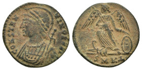 Commemorative Series, 330-354. Æ Follis (17mm, 2.4 g). Cyzicus, 330-4. Helmeted and mantled bust of Constantinople l., holding sceptre. R/ Victory sta...