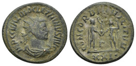 Diocletian, 284-305. Antoninianus (Billon, 22mm, 4.3 g), Cyzicus, 3rd officina, 290. IMP C C VAL DIOCLETIANVS P F AVG Radiate, draped and cuirassed bu...