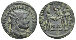 Diocletian, 284-305. Antoninianus (Bronze, 19mm, 2.3 g), Heraclea, 295-296. IMP C C VAL DIOCLETIANVS P F AVG Radiate, draped and cuirassed bust of Dio...