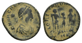 Arcadius (383-408 AD) Kyzikos AE Centenionalis (14mm, 2.4 g) Obv: D N ARCADIVS P F AVG, diademed, draped and cuirassed bust of Arcadius right; star in...