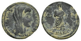 Divus Constantine I. Died A.D. 337. AE 4 (15mm, 1.6 g). Antioch mint, struck A.D. 347-348. DV CONSTANTINVS PT AVGG, veiled head right / VN-MR, Constan...