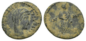 Divus Constantine I. Died A.D. 337. AE 4 (15mm, 2 g). struck A.D. 347-348. DV CONSTANTINVS PT AVGG, veiled head right / VN-MR, Constantine, veiled, st...